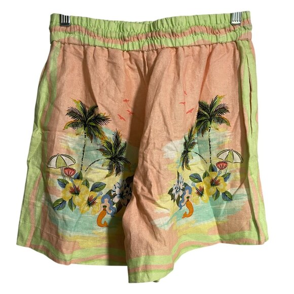 C&C California Womens Drawstring Linen Blend Tropical Print Shorts Sz 4 - Picture 2 of 6
